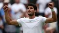 2023-07-08 17:36:53 epa10734698 Carlos Alcaraz of Spain celebrates winning his Men's Singles 3rd round match against Nicolas Jarry of Chile at the Wimbledon Championships, Wimbledon, Britain, 08 July 2023.  EPA/ADAM VAUGHAN   EDITORIAL USE ONLY