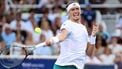 epa12303690 Alexander Zverev of Germany in action against Ben Shelton of the US during their men's singles quarter-final match of the Cincinnati Open at the Lindner Family Tennis Center in Mason Ohio, USA, 15 August 2025.  EPA/MARK LYONS