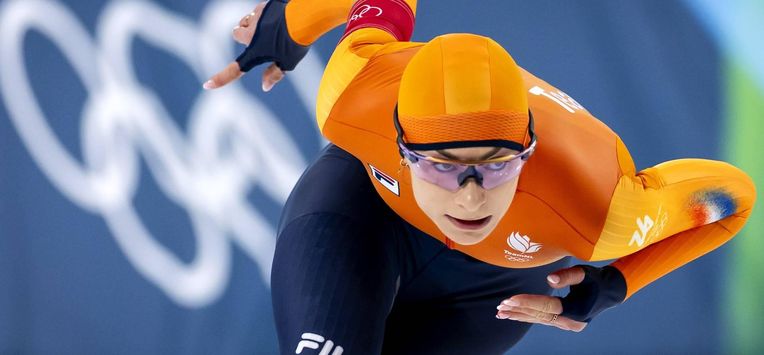 MILAAN - Femke Kok tijdens de 500 meter bij het langebaanschaatsen in het Milano Speed Skating Stadium op de Olympische Winterspelen van Milaan. ROBIN VAN LONKHUIJSEN / ANP