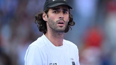 Italy's Gianmarco Tamberi gets ready prior to the men's high jump final of the athletics event at the Paris 2024 Olympic Games at Stade de France in Saint-Denis, north of Paris, on August 10, 2024. 
Kirill KUDRYAVTSEV / AFP