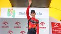 epa10781622 The overall leader Slovenian cyclist Matej Mohoric of the Bahrain-Victorious team celebrates on the podium after the fifth stage of the 80th Tour de Pologne 2023 cycling race over 198,8 km, from Pszczyna to Bielsko-Biala, in Bielsko-Biala, Poland, 02 August 2023.  EPA/Zbigniew Meissner POLAND OUT