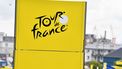 Illustration picture shows the logo of the Tour de France at the start of the first stage of the 108th edition of the Tour de France cycling race, 197,8km from Brest to Landerneau, France, Saturday 26 June 2021. This year's Tour de France takes place from 26 June to 18 July 2021. BELGA PHOTO PETE GODING