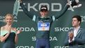 Team DSM-Firmenich PostNL team's Belgian rider Frank Van Den Broek celebrates on the podium with the best sprinter's green jersey after the 1st stage of the 111th edition of the Tour de France cycling race, 206 km between Florence and Rimini, in Italy, on June 29, 2024. 
Thomas SAMSON / AFP