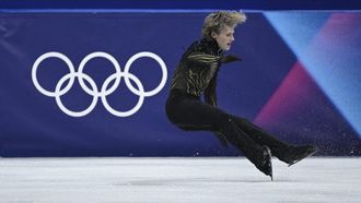 USA's Ilia Malinin falls while competing in the figure skating men's singles free skating final during the Milano Cortina 2026 Winter Olympic Games at Milano Ice Skating Arena in Milan on February 13, 2026. 
WANG Zhao / AFP