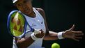 Japan's Naomi Osaka plays a forehand return to Russia's Anastasia Pavlyuchenkova during their women's singles third round tennis match on the fifth day of the 2025 Wimbledon Championships at The All England Lawn Tennis and Croquet Club in Wimbledon, southwest London, on July 4, 2025. 
Kirill KUDRYAVTSEV / AFP