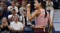 2023-09-02 04:15:40 Romania's Sorana Cirstea gestures as she plays Kazakhstan's Elena Rybakina during the US Open tennis tournament women's singles third round match at the USTA Billie Jean King National Tennis Center in New York City, on September 1, 2023. 
Ed JONES / AFP