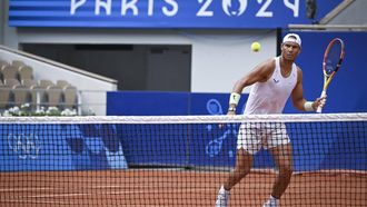 Spain's Rafael Nadal takes part in a training session at the Roland-Garros Stadium complex in Paris on July 23, 2024, ahead of Paris 2024 Olympic Games. 
Patricia DE MELO MOREIRA / AFP