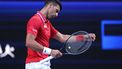 epa11054643 Novak Djokovic of Serbia reacts during his match against Alex De Minaur of Australia during their quarterfinal match of the 2024 United Cup at RAC Arena in Perth, Australia, 03 January 2024.  EPA/RICHARD WAINWRIGHT  AUSTRALIA AND NEW ZEALAND OUT