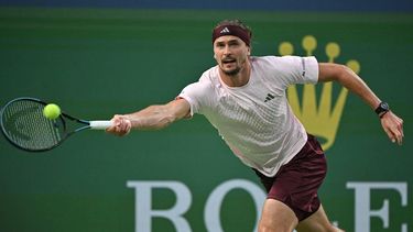 Germany's Alexander Zverev hits a return to Spain's Alejandro Davidovich Fokina during their men's singles semi-final match at the Shanghai Masters tennis tournament in Shanghai on October 17, 2026. 
Hector RETAMAL / AFP