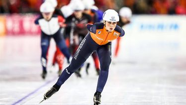HEERENVEEN - Irene Schouten (NED) tijdens de finale mass start voor vrouwen op de ISU WK Afstanden schaatsen in Thialf. ANP VINCENT JANNINK