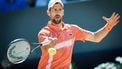 Serbia's Novak Djokovic returns a ball to Poland's Hubert Hurkacz during their men's singles final match at the ATP 250 Geneva Open tennis tournament in Geneva on May 24, 2025. 
VALENTIN FLAURAUD / AFP