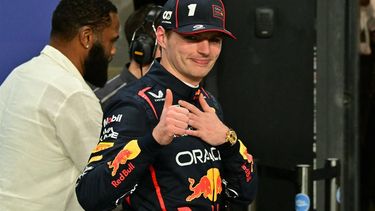 Red Bull Racing's Dutch driver Max Verstappen celebrates winning pole position during the qualifying round for the 2025 Saudi Arabia Formula One Grand Prix at the Jeddah Corniche Circuit on April 19, 2025. 
Giuseppe CACACE / AFP