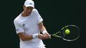 2023-07-06 12:08:41 epa10729393 Botic Van De Zandschulp of Netherlands in action during his Men's Singles 1st round match against Zhizhen Zhang of China at the Wimbledon Championships, Wimbledon, Britain, 06 July 2023.  EPA/ISABEL INFANTES   EDITORIAL USE ONLY