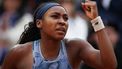 US Coco Gauff reacts after a point during her women's singles final match against Belarus' Aryna Sabalenka on day 14 of The French Open tennis tournament on Court Philippe-Chatrier at the Roland-Garros Complex in Paris on June 7, 2025. 
Alain JOCARD / AFP