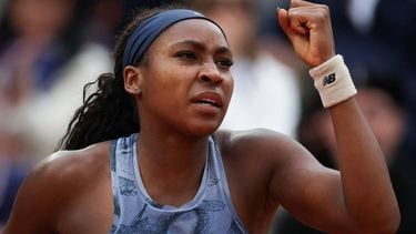US Coco Gauff reacts after a point during her women's singles final match against Belarus' Aryna Sabalenka on day 14 of The French Open tennis tournament on Court Philippe-Chatrier at the Roland-Garros Complex in Paris on June 7, 2025. 
Alain JOCARD / AFP