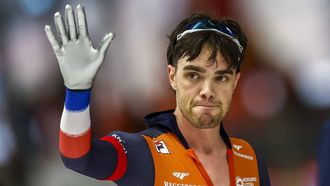 INZELL - Patrick Roest (NED) reageert na de 10.000 meter op het wereldkampioenschap schaatsen allround in de Max Aicher Arena in het Duitse Inzell. ANP VINCENT JANNINK