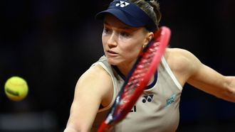 Kazakhstan’s Elena Rybakina returns the ball to Czech Republic’s Karolina Muchova (not in picture) in the final match at the Women's Tennis Grand Prix WTA tournament in Stuttgart, southwestern Germany, on April 19, 2026. 
THOMAS KIENZLE / AFP