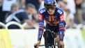 Team Picnic PostNL team's British rider Oscar Onley cycles to the finish line of the 5th stage of the 112th edition of the Tour de France cycling race, 33 km individual time trial starting and finishing in Caen, northwestern France, on July 9, 2025. 
Marco BERTORELLO / AFP