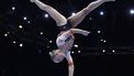 2023-10-04 20:01:57 Netherland's Sanne Wevers competes on the Balance Beam in the Women's Team Final during the 52nd FIG Artistic Gymnastics World Championships, in Antwerp, northern Belgium, on October 4, 2023. 
KENZO TRIBOUILLARD / AFP