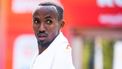 ROTTERDAM - Abdi Nageeye bij de finish van de 43e editie van de NN Marathon Rotterdam op 14 april 2024 in Rotterdam, Nederland. ANP IRIS VAN DEN BROEK