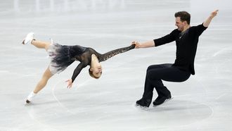 epa12652133 Daria Danilova and Michel Tsiba of the Netherlands compete in the Pairs Free Skating of the ISU European Figure Skating Championships 2026 in Sheffield, Great Britain, 15 January 2026.  EPA/NEIL HALL
