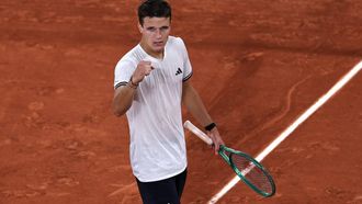 Czech Republic's Jakub Mensik celebrates after winning against Brazil's Joao Fonseca at the end of their men's quarter final singles match on day 10 of the French Open tennis tournament on Court Philippe-Chatrier at the Roland-Garros Complex in Paris on June 2, 2026. 
Anne-Christine POUJOULAT / AFP