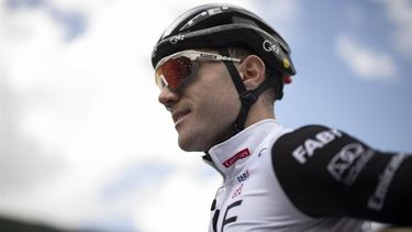 2023-06-15 14:54:22 epa10692827 Marc Hirschi from Switzerland of UAE Team Emirates after the fifth stage of the 86th Tour de Suisse UCI World Tour cycling race, a 211 km race from Fiesch to La Punt, Switzerland, 15 June 2023.  EPA/GIAN EHRENZELLER