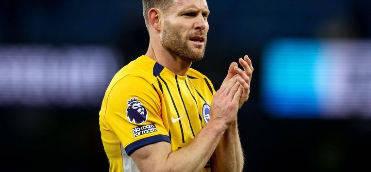 epa12635001 James Milner of Brighton greets their supporters after the English Premier League match between Manchester City FC and Brighton & Hove Albion, in Manchester, Britain, 07 January 2026.  EPA/ADAM VAUGHAN EDITORIAL USE ONLY. No use with unauthorized audio, video, data, fixture lists, club/league logos, 'live' services or NFTs. Online in-match use limited to 120 images, no video emulation. No use in betting, games or single club/league/player publications.