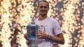 Germany's Alexander Zverev holds the trophy after defeating USA's Ben Shelton in the men's singles final tennis match on day fifteen of the US Open tennis tournament at the USTA Billie Jean King National Tennis Center in New York on September 13, 2026. 
ANGELA WEISS / AFP
