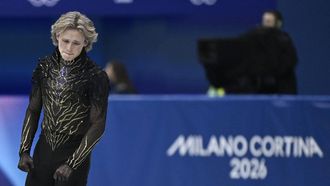USA's Ilia Malinin reacts after competing in the figure skating men's singles free skating final during the Milano Cortina 2026 Winter Olympic Games at Milano Ice Skating Arena in Milan on February 13, 2026. 
WANG Zhao / AFP