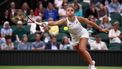 Italy's Jasmine Paolini returns against USA's Emma Navarro during their women's singles quarter-finals tennis match on the ninth day of the 2024 Wimbledon Championships at The All England Lawn Tennis and Croquet Club in Wimbledon, southwest London, on July 9, 2024. 
HENRY NICHOLLS / AFP