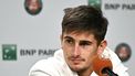 Italy's Matteo Arnaldi gives a press conference following his forfeit ahead of his men's semi final singles match against Italy's Flavio Cobolli on day 13 of the French Open tennis tournament on Court Philippe-Chatrier at the Roland-Garros Complex in Paris on June 5, 2026. Cobolli, the 10th seed, was due to be playing in his first Grand Slam semi-final but will instead benefit from some extra rest ahead of July 7's final.
JULIEN DE ROSA / AFP