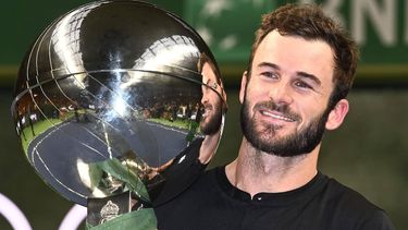 epa11671347 Tommy Paul of USA poses with the trophy after winning the final BNP Paribas Nordic Open ATP tennis singles match against Grigor Dimitrov of Bulgaria at the Royal Tennis Hall, in Stockholm, Sweden, 20 October 2024.  EPA/Claudio Bresciani SWEDEN OUT