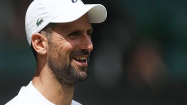 epa11441615 Novak Djokovic of Serbia takes part in a practice session on Centre Court ahead of the Wimbledon tennis championships at the AELTC at Wimbledon, London, Britain, 27 June 2024.  EPA/NEIL HALL