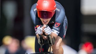 Netherlands' Maikel Zijlaard (Tudor) competes in the prologue of the Tour of Romandie UCI cycling World tour, a 3.4 km time trial from Saint-Imier to Saint-Imier, on April 29, 2025. 
Fabrice COFFRINI / AFP