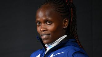 Kenya's Brigid Kosgei poses during the international elite women's photocall in London on April 21, 2023 ahead of the London marathon. 
Daniel LEAL / AFP