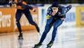 HEERENVEEN - Jenning De Boo (NED), Jordan Stolz (USA) (l-r) tijdens de 1000 meter op de tweede dag van de ICU derde wereldbeker schaatsen in het Thialf stadion. ANP VINCENT JANNINK