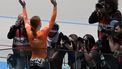 Netherlands' #122 Hetty Vad de Wouw celebrates winning the women's sprint event final at the 2025 UCI Track World Championships, in the Penalolen Velodrome in Santiago, on October 24, 2025. 
Rodrigo ARANGUA / AFP