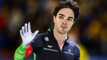 HEERENVEEN - Patrick Roest reageert na de 500 meter tijdens de eerste dag van het Nederlandse kampioenschap allround schaatsen in Thialf. ANP VINCENT JANNINK
