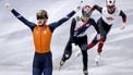 MILAAN - Jens van 't Wout tijdens de finale 5000 meter relay bij het shorttrack schaatsen in de Milano Ice Skating Arena op de Olympische Winterspelen van Milaan. SEM VAN DER WAL / ANP
