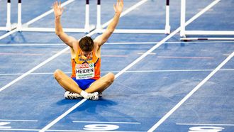 ROME - Mark Heiden in actie op de halve finale 100 meter horden op de tweede dag van de Europese kampioenschappen atletiek. ANP IRIS VAN DEN BROEK