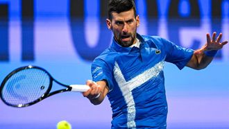 Serbia's Novak Djokovic hits a return to Italy's Matteo Berettini during their men's singles match at the ATP Qatar Open tennis tournament in Doha on February 18, 2025. 
Mahmud HAMS / AFP