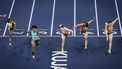 epa12842708 Winner Devynne Charlton of Bahamas, third placed Pia Skrzyszowska of Poland and fourth placed Ditaji Kambundji of Switzerland, and Nadine Visse of the Netherlands, 2nd left to right, compete in the women's 60 meters hurdles final at the World Athletics Indoor Championships in Torun, Poland, 22 March 2026.  EPA/MICHAEL BUHOLZER