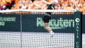 GRONINGEN - Het net met het Davis Cup logo tijdens de kwalificatieronde voor de Davis Cup Finals. De winnaar plaatst zich voor de groepsfase van de Davis Cup Finals in september. ANP SANDER KONING
