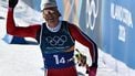 Norway's Johannes Hoesflot Klaebo celebrates as he skies to the finish line to win the cross-country men's 4 x 7,5km relay event of the Milano Cortina 2026 Winter Olympic Games at Tesero Cross-Country Skiing Stadium in Lago di Tesero (Val di Fiemme), on February 15, 2026. 
Javier SORIANO / AFP