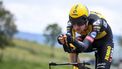 Team Jumbo's Lennard Hofstede of Netherlands competes during the fourth stage of the 73rd edition of the Criterium du Dauphine cycling race, a 16km time trial between Firmigny and Roche-la-Moliere on June 2, 2021. 
Alain JOCARD / AFP