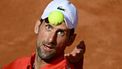 Serbia's Novak Djokovic serves to Chile's Alejandro Tabilo at the Men's ATP Rome Open tennis tournament at Foro Italico in Rome on May 12, 2024.  
Filippo MONTEFORTE / AFP