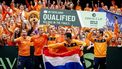 GRONINGEN - Nederland heeft zich gekwalificeerd op de tweede dag van het Daviscup Qualifiers duel tussen Nederland en Zwitserland in Martiniplaza. De winnaar van de ontmoeting plaatst zich voor groepsfase van de Daviscup Final. ANP SANDER KONING