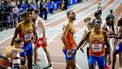 GLASGOW - Tony van Diepen, Ramsey Angela, Terrence Agard en Liemarvin Bonevacia na afloop van de finale van de 4x400 meter estafette, tijdens de laatste dag van de wereldkampioenschappen indooratletiek in Schotland. ANP ROBIN VAN LONKHUIJSEN