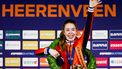 HEERENVEEN - Antoinette Rijpma-De Jong (Nederland) tijdens de huldiging van haar gouden medaille op de slotdag van de ISU EK Allround en Sprint in Thialf. ANP KOEN VAN WEEL